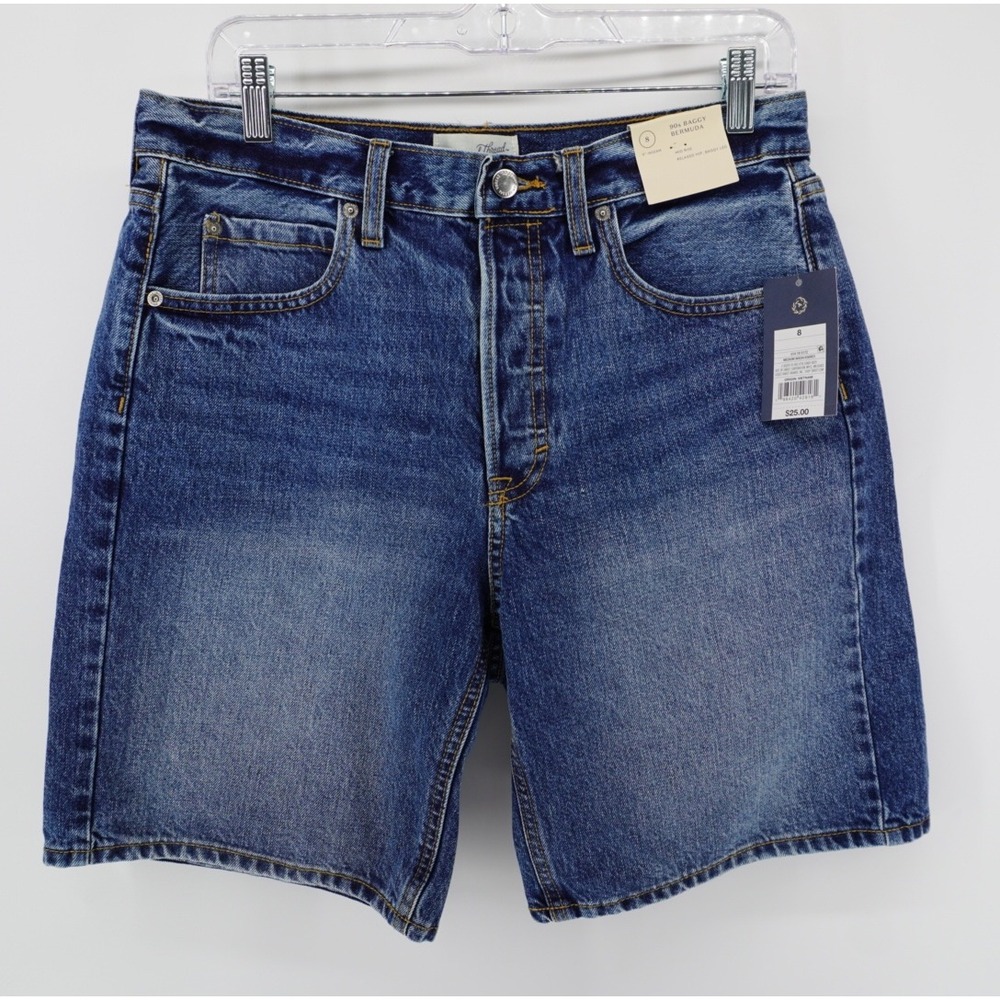 Universal Thread Womens 90s Baggy Bermuda Denim Shorts Wash Blue Size 8 NEW